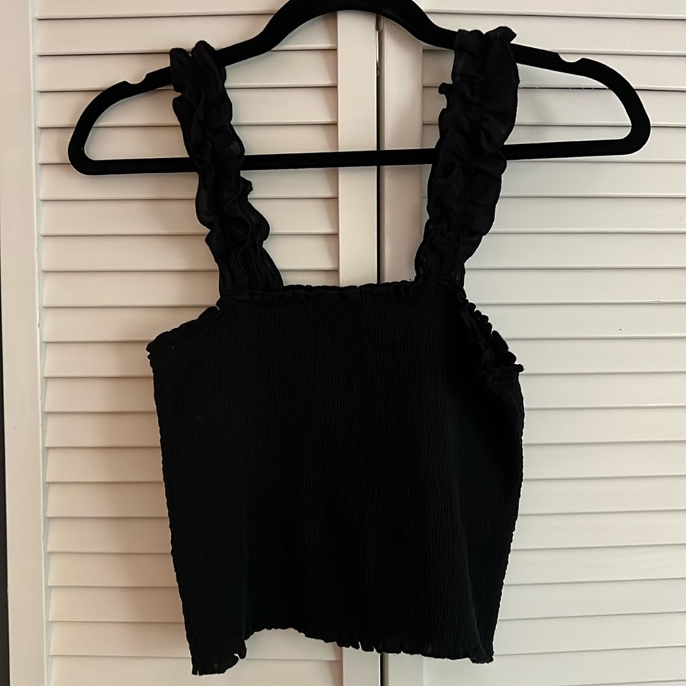 Black ruched crop top